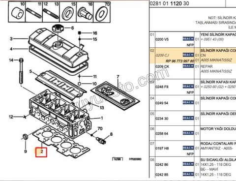 CONTA SILINDIR TU3JP 1.4İ YM