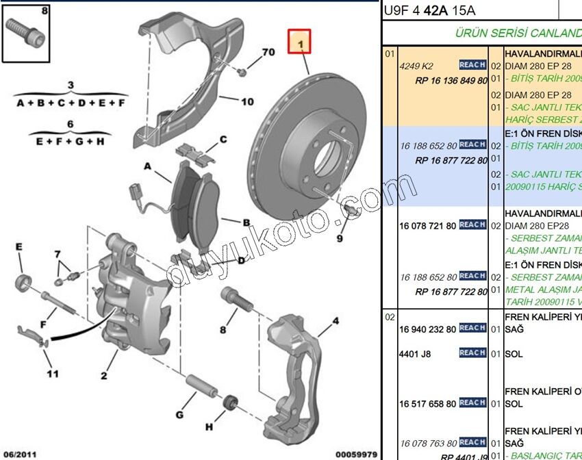 Ön Fren Diski Adet (X2) BXR3 14Q 3.0CC IC 78MM