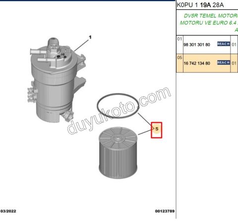 Mazot Yakıt Filtresi EXP4 1.5HDİ Euro6 DW10F