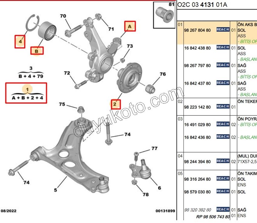 Ön Sol Aks Taşıyıcısı    AMI KOMPLE