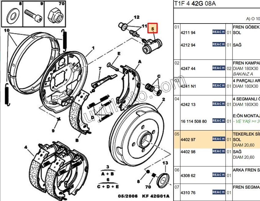 Arka Teker Fren Silindiri Sol P206 P306 XS ZX
