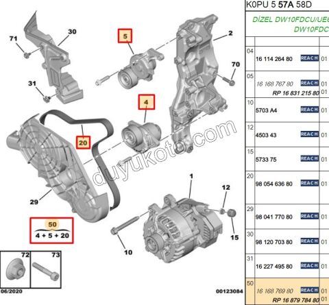 Alternatör V Kayış Kiti (Gergi Kütüklü) DW10F