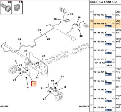 Fren Hortumu Ön Sağ EXP4 SCD4 DW10FE