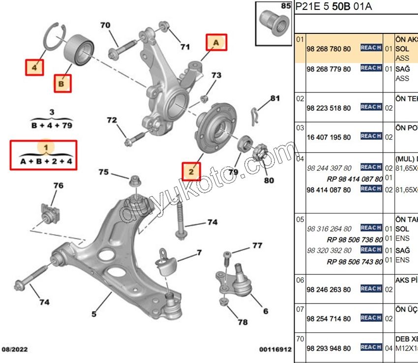 Ön Sol Aks Taşıyıcısı    P2082 CRSF