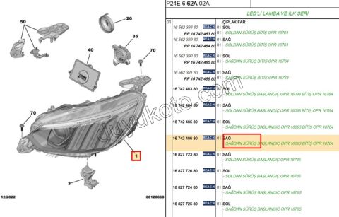 Peugeot 2008 Far Sağ 2019/2023