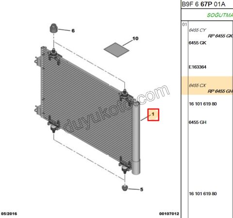Klima Radyatörü P3072 PRT3 1.6HDİ Euro4