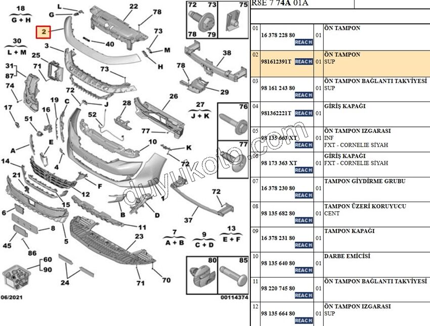Ön Tampon Üst P5082