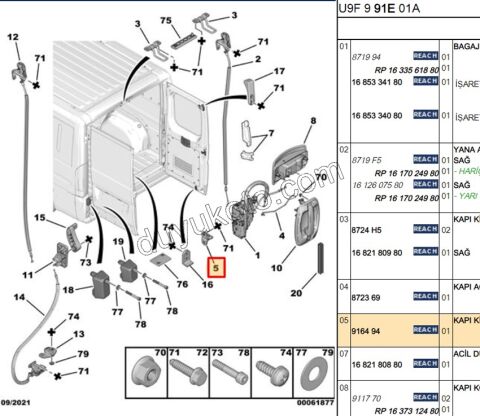 KARSILIK BAGAJ KILIT R ORTA+ON R L BXR3 DCT3