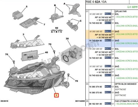 Peugeot 508 Far Sağ LED 2019/2023