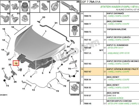 KOL MOTOR KAPUT KILIT ACMA P407
