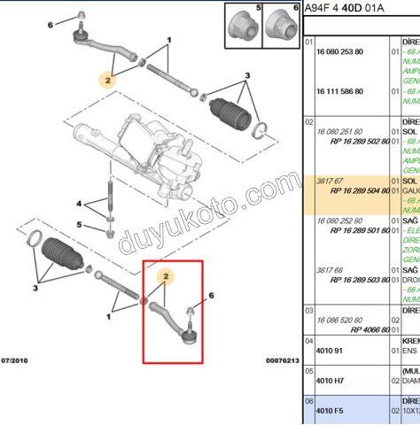 Sol Rot Başı P207 P20081 P301 P2081