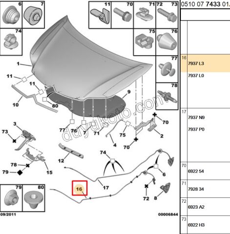 Kaput Açma Kolu ve Teli C41