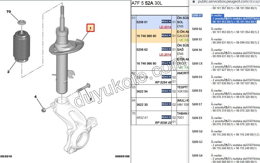 Ön Sol Amortisör P207 DV