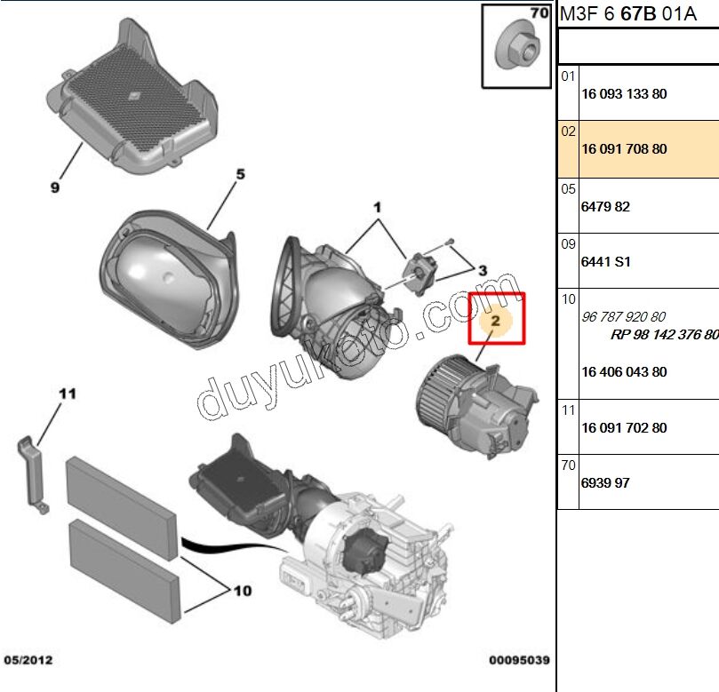 Kalorifer Motoru P301 1.2VTI 82HP 1.6HDİ Euro4 05/11