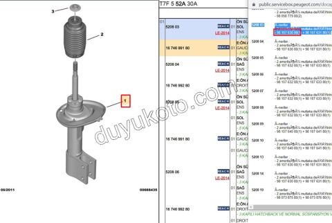 Ön Sol Amortisör P3081 PRT3