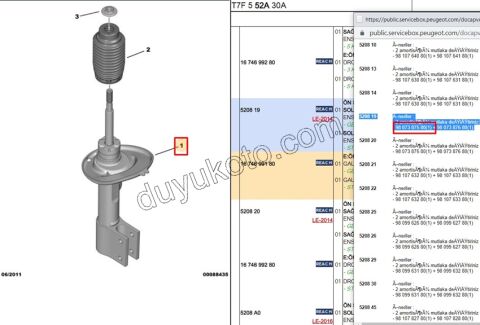 Ön Sol Amortisör P3081 PRT3