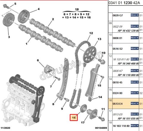 Eksantrik Mili Dişlisi ZINCIR Küçük 21DIS 1.3HDI
