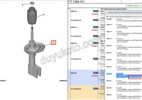 Ön Sağ Amortisör P3081 PRT3