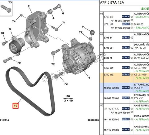 Alternatör V Kayışı 6PK1069 ET3J4 1.6İ 16V Benzinli P307