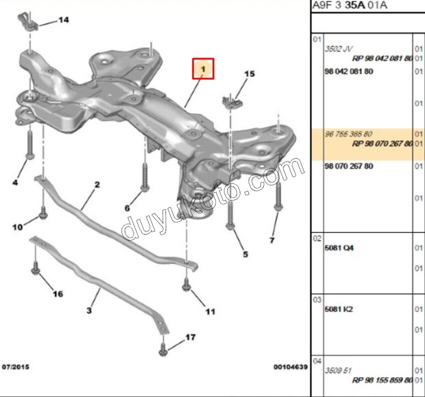 TRAVERS MOTOR P301 P208 P2008 A94F