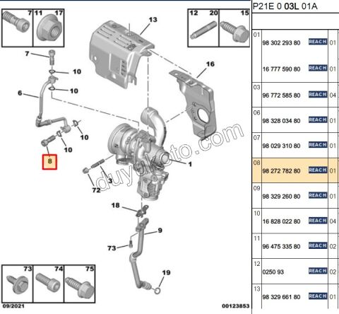 REKOR CIVATA TURBO YAGLAMA BORU ALT 1.2CC 130HP FILTRE+