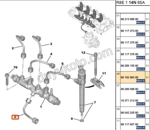 Mazot Pompası ile Enjektör Rampası ara Boru 1.5HDİ Euro6 P301