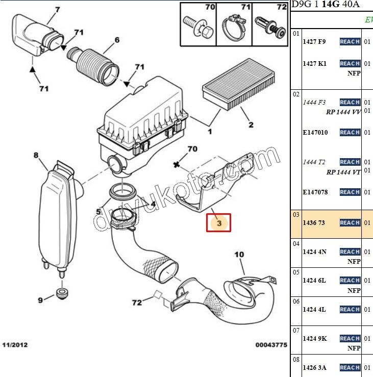 Peugeot 406 Hava Filtre Kazanı Alt Bağlantı Ayağı (Sac) EW10J4 EW12J4 3.0 V6 Benzinli