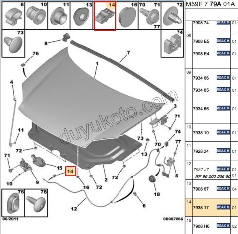 KLIPS MOTOR KAPUT TELI TUTUCU PRT2 P106