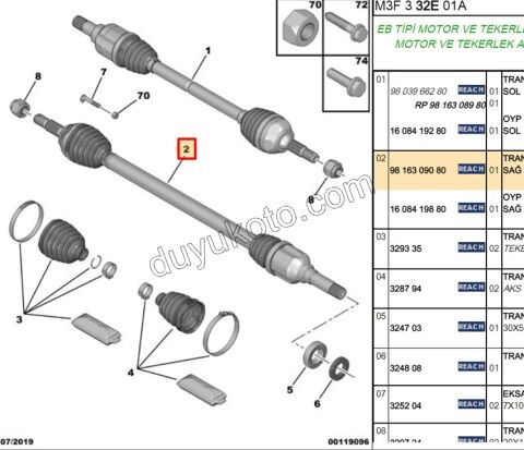 Aks Mili Sağ P301 EB2 1.2